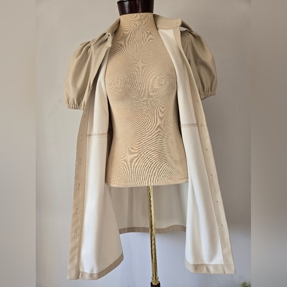 HOUSE OF HARLOW 1960  cream faux leather collared mini dress. Size XS - Picture 6 of 12